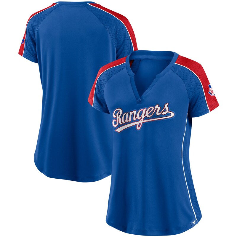 Texas Rangers - Tričko "True Classic League Diva" dámské - výstřih do V, s úzkými pruhy, modročervené, raglánové
