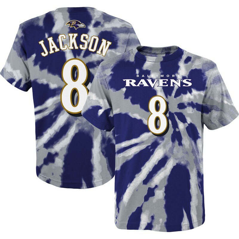 Baltimore Ravens - Tričko "Name & Number" dětské - fialové, Lamar Jackson, tie dye