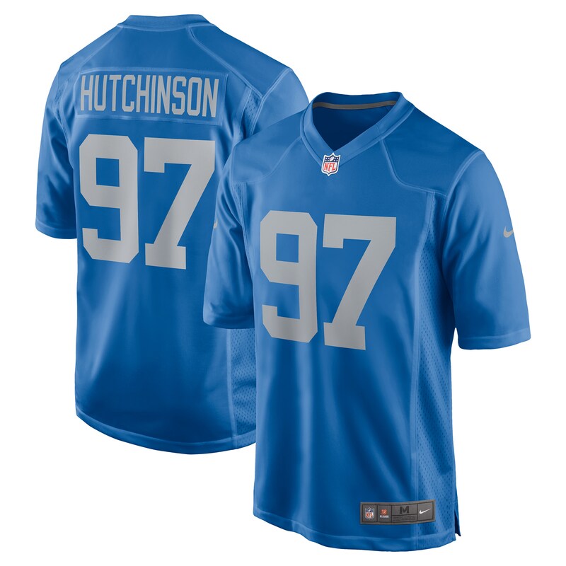 Detroit Lions - Dres fotbalový - Aidan Hutchinson, výber v prvním kole draftu, 2022, třetí sada, modrý