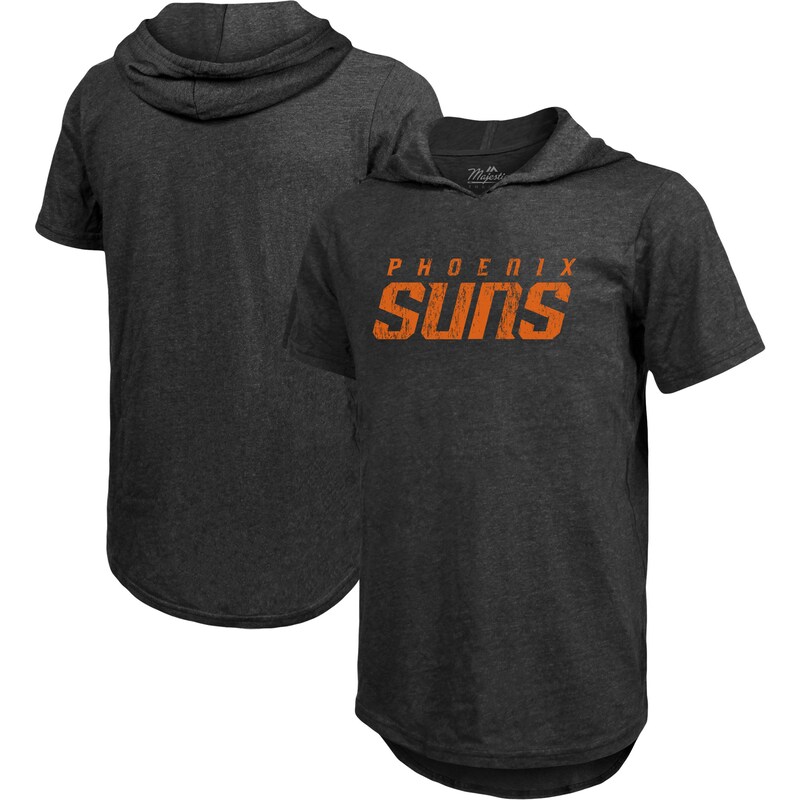 Phoenix Suns - Tričko s kapucí - žíhané, tri-blend, černé, s nápisem