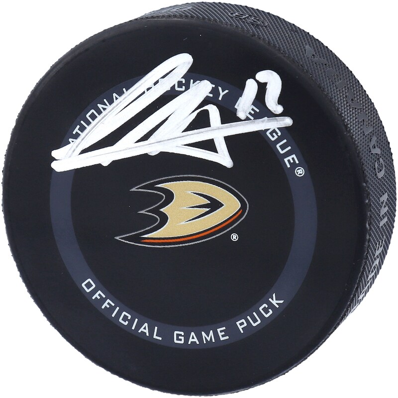 Anaheim Ducks - Puk hokejový "Model" - oficiální, podepsaný, Sonny Milano, 2021