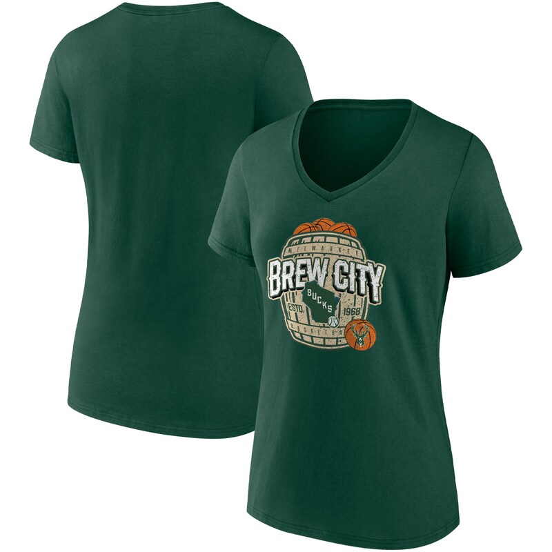 Milwaukee Bucks - Tričko "Hometown Brew City" dámské - výstřih do V, zelené