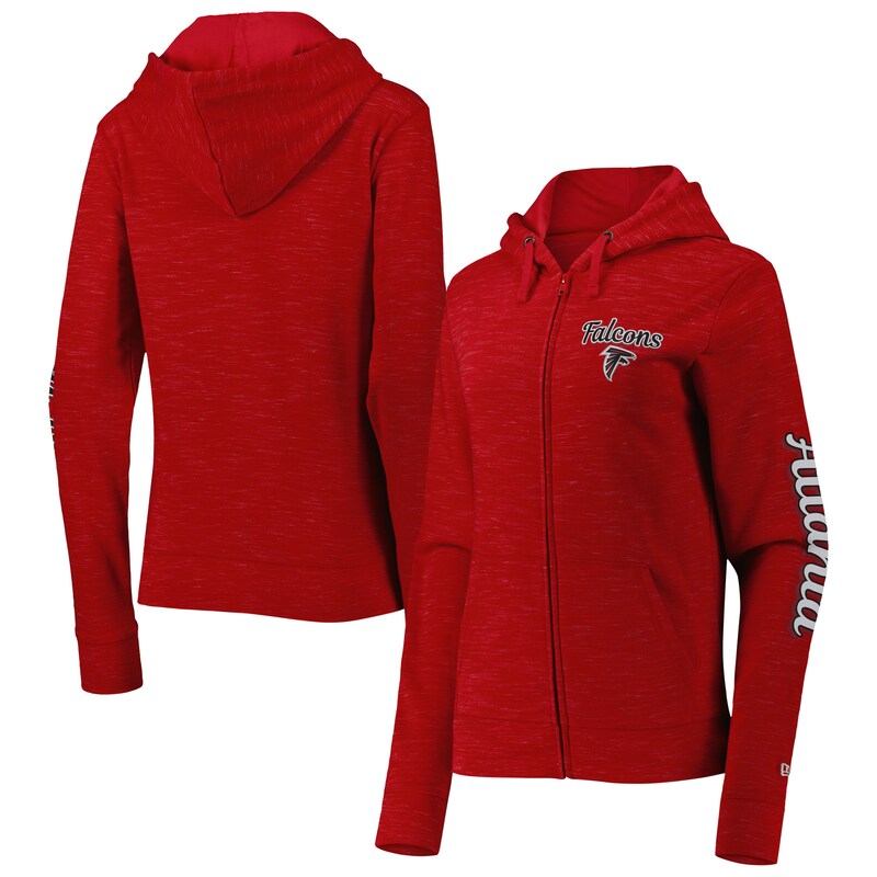 Atlanta Falcons - Mikina s kapucí dámská - obrácené barvy, na zip, space dye, červená