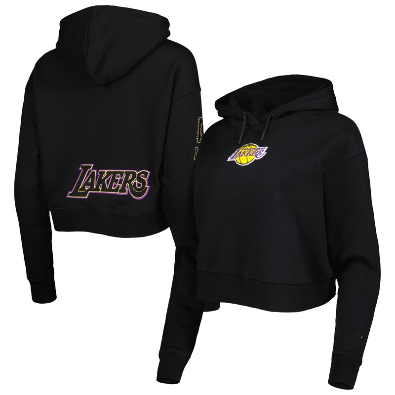 Los Angeles Lakers - Mikina s kapucí "Classic Cropped" dámská - černá, flísová