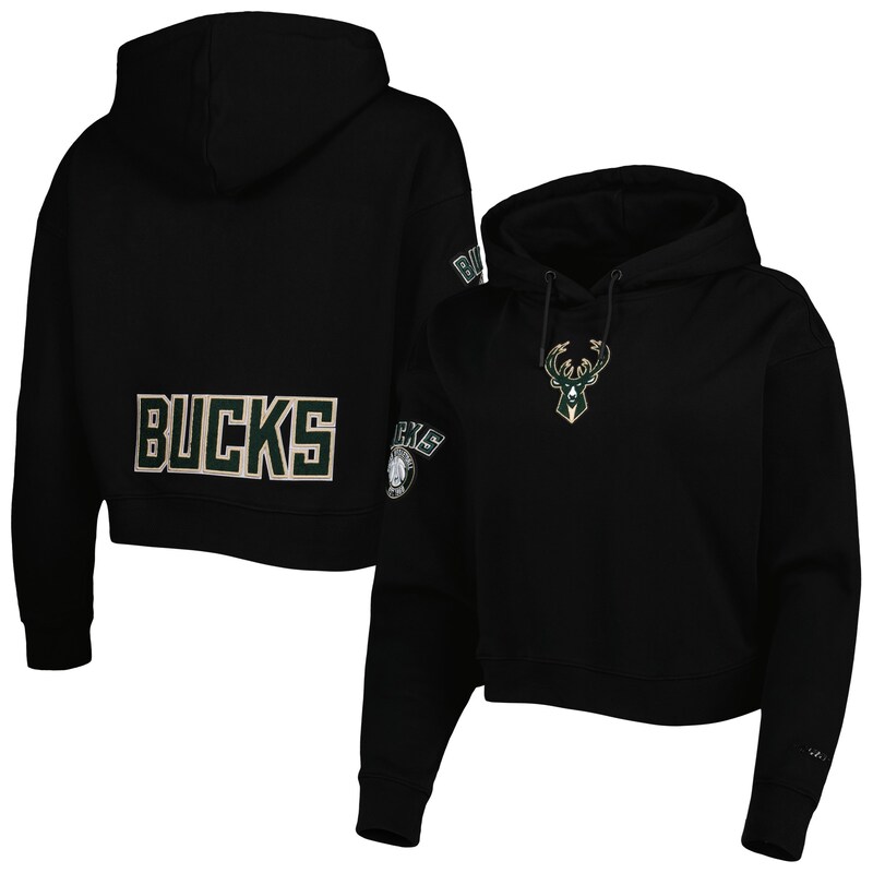 Milwaukee Bucks - Mikina s kapucí "Classic Cropped" dámská - černá, flísová