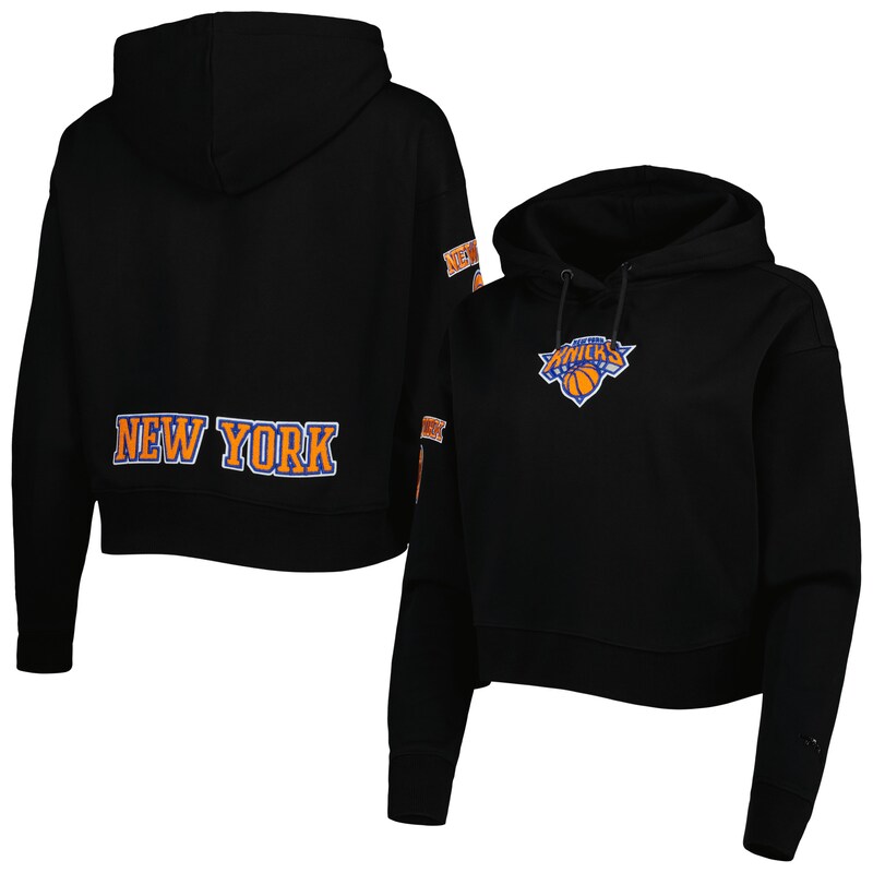 New York Knicks - Mikina s kapucí "Classic Cropped" dámská - černá, flísová