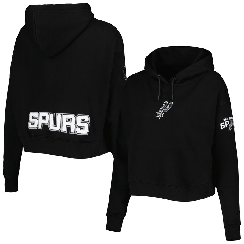 San Antonio Spurs - Mikina s kapucí "Classic Cropped" dámská - černá, flísová