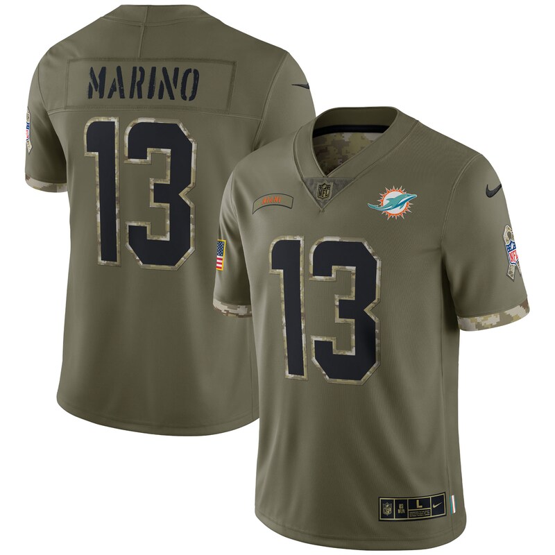 Miami Dolphins - Dres fotbalový "Limited" - Dan Marino, olivový, salute to service, bývalý hráč, 2022