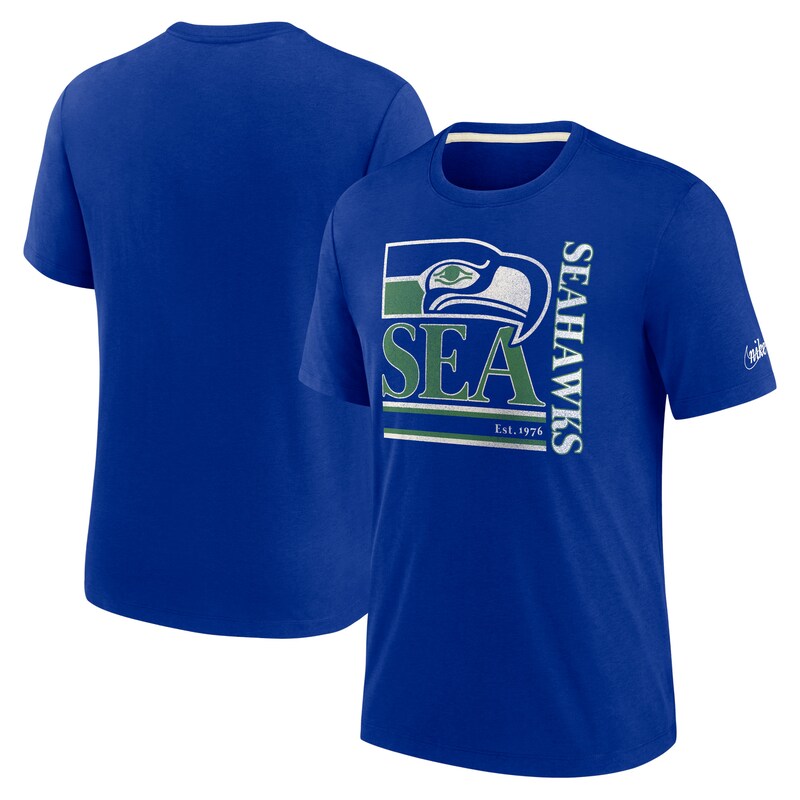 Seattle Seahawks - Tričko "Logo" - tmavě modré, tri-blend, s nápisem