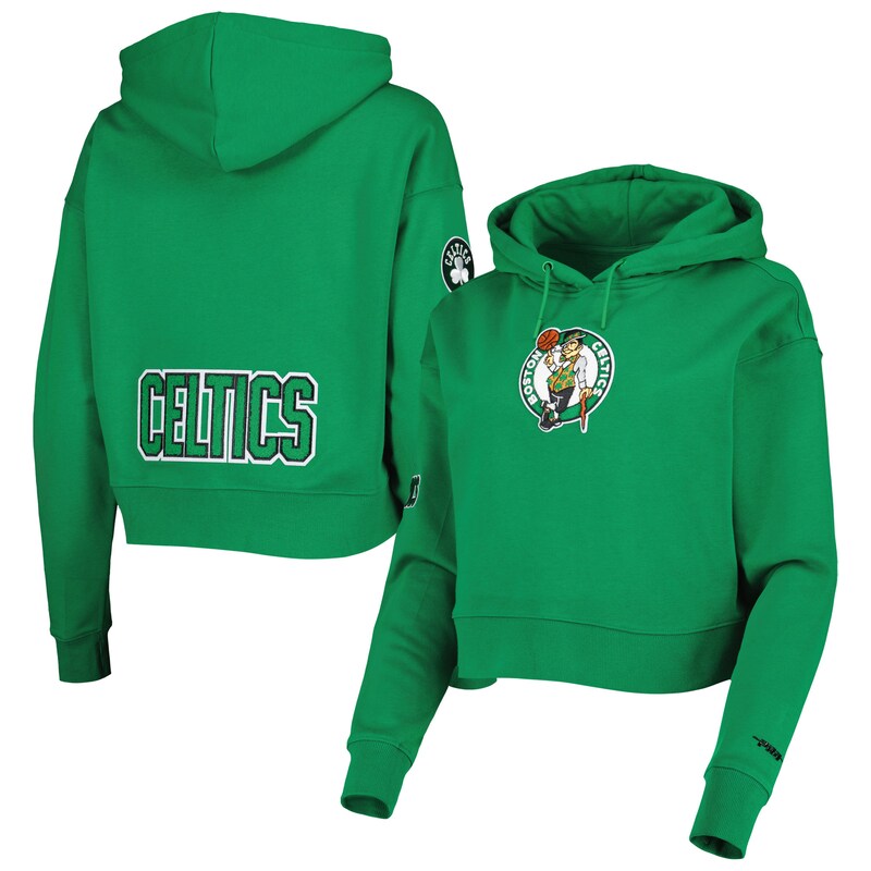 Boston Celtics - Mikina s kapucí "Classic Cropped" dámská - zelená, flísová