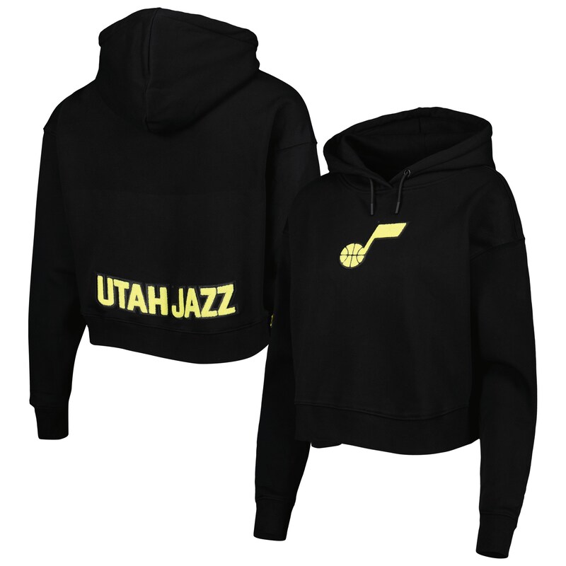 Utah Jazz - Mikina s kapucí "Classic Cropped" dámská - černá, flísová