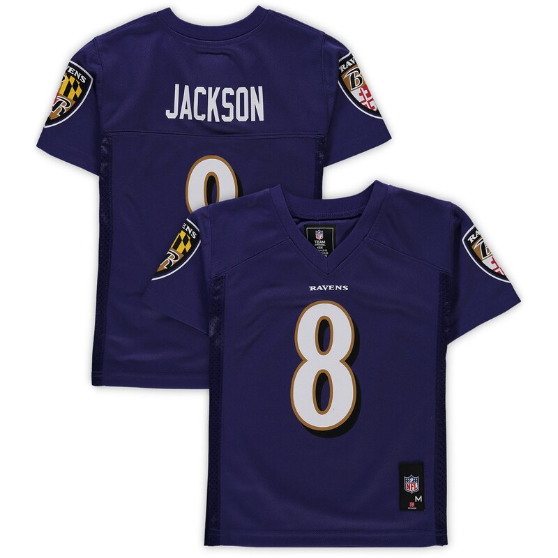 Baltimore Ravens - Dres fotbalový replika pro předškoláky - fialový, Lamar Jackson