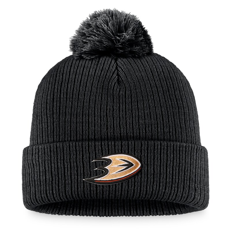 Anaheim Ducks - Čepice zimní "Core Primary Logo" - černá, lemovaná, s bambulí