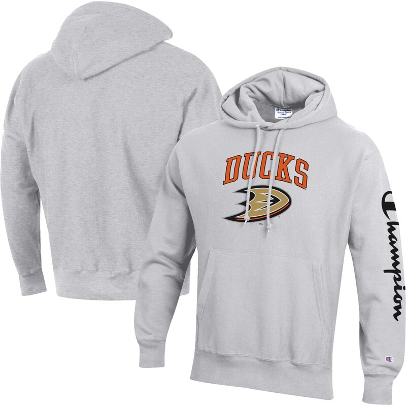 Anaheim Ducks - Mikina s kapucí "Weave" - šedá, obrácené barvy, žíhaná