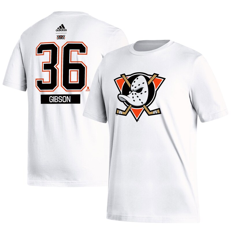 Anaheim Ducks - Tričko "Name & Number" - John Gibson, obrácené barvy, bílé, retrostyl