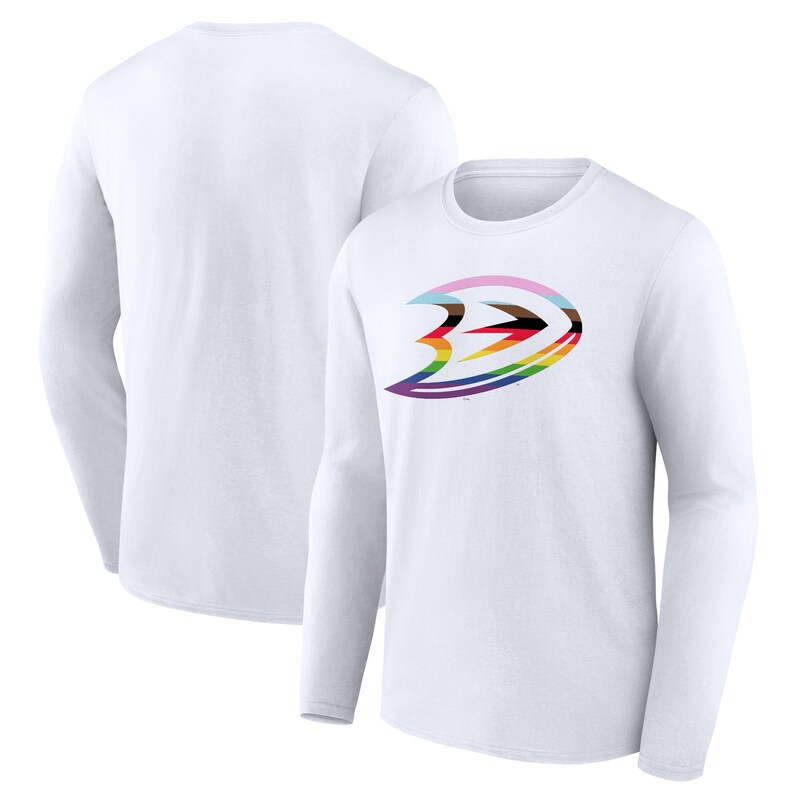 Anaheim Ducks - Tričko "Pride Logo" - bílé, dlouhý rukáv