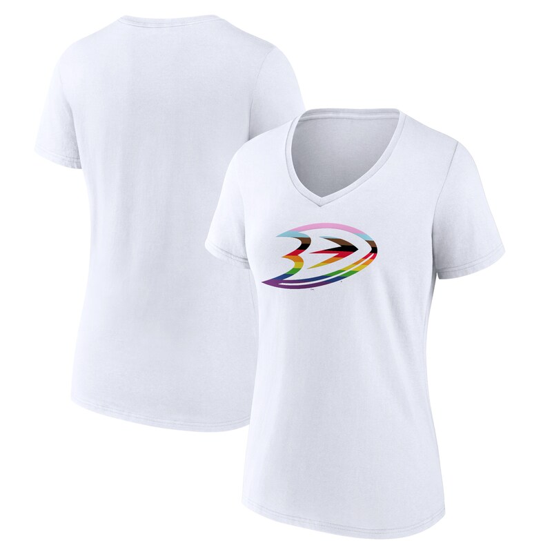 Anaheim Ducks - Tričko "Pride Logo" dámské - výstřih do V, bílé