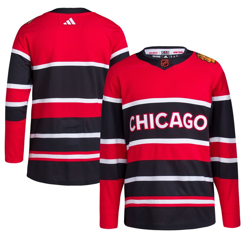 Chicago Blackhawks - Dres hokejový - obrácené barvy, autentický, bez jména a čísla, červený, retrostyl