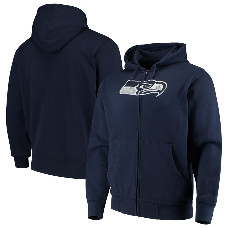 Seattle Seahawks - Mikina s kapucí "Primary Logo" - na zip, námořnická modř