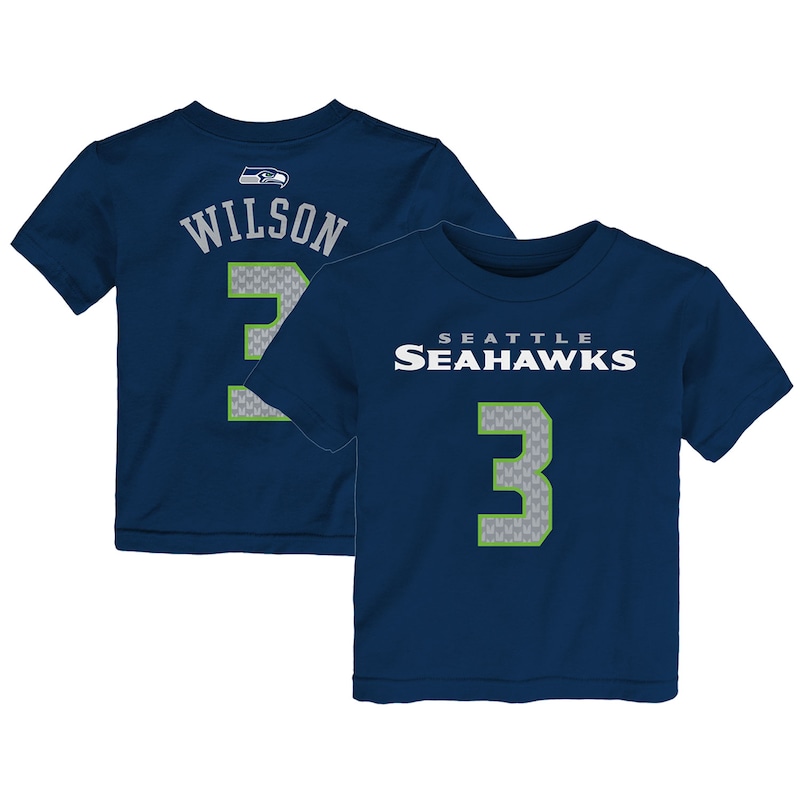 Seattle Seahawks - Tričko "Name & Number" pro předškoláky - Russell Wilson, mainliner, námořnická modř