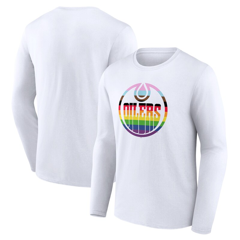 Edmonton Oilers - Tričko "Pride Logo" - bílé, dlouhý rukáv