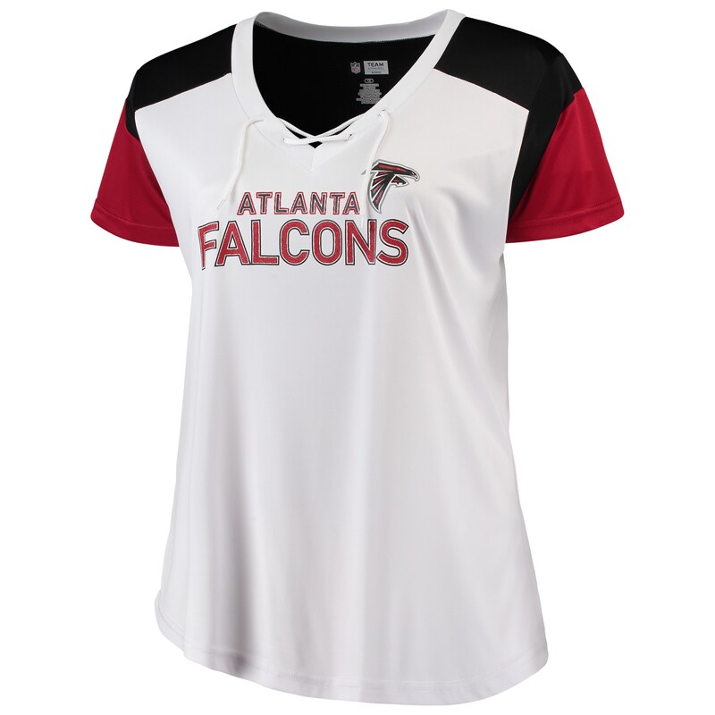 Atlanta Falcons - Tričko dámské - výstřih do V, bíločervené, se šněrováním