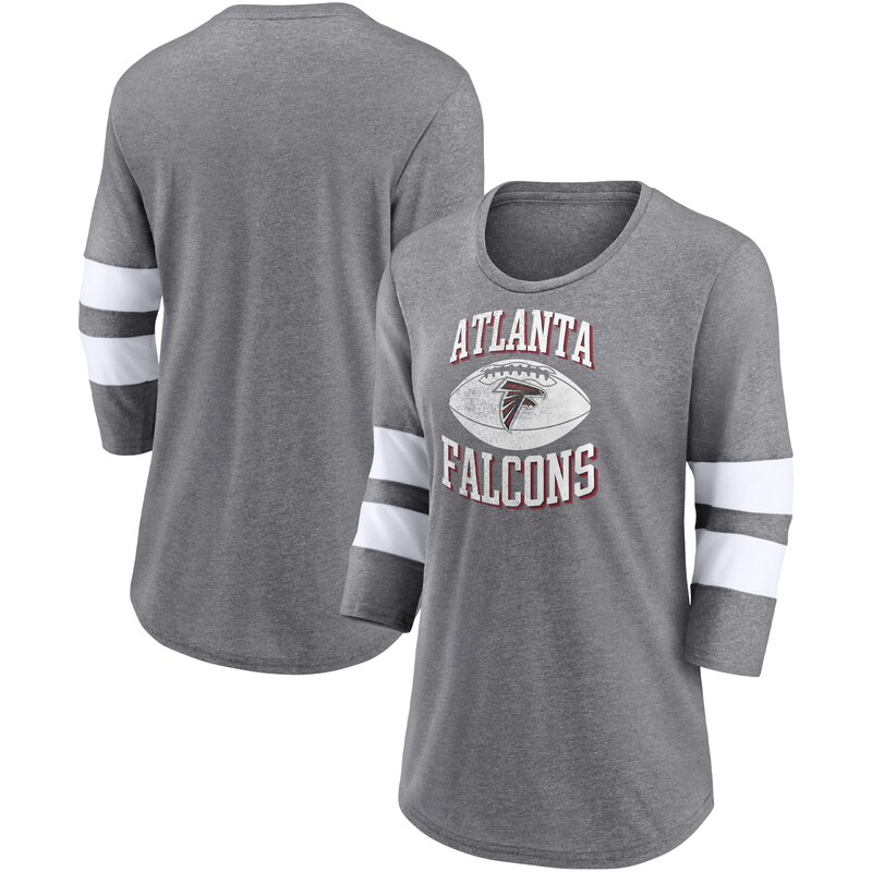 Atlanta Falcons - Tričko "Throwing Down" dámské - žíhané, velký výstřih, šedé, tříčtvrteční rukáv
