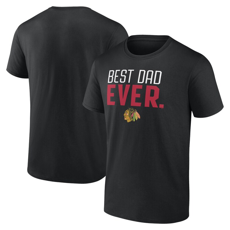Chicago Blackhawks - Tričko "Best Dad Ever" - černé