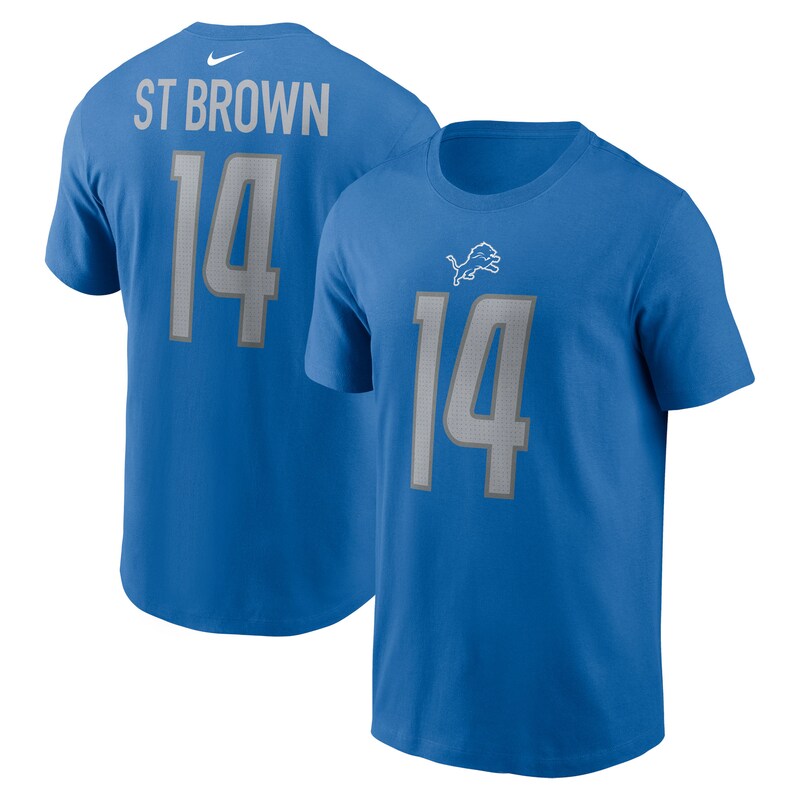 Detroit Lions - Tričko "Name & Number" - modré, Amon-Ra St. Brown