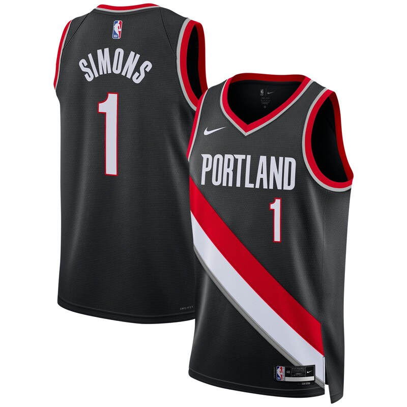 Portland Trail Blazers - Dres basketbalový "Swingman" - černý, Anfernee Simons, edice association