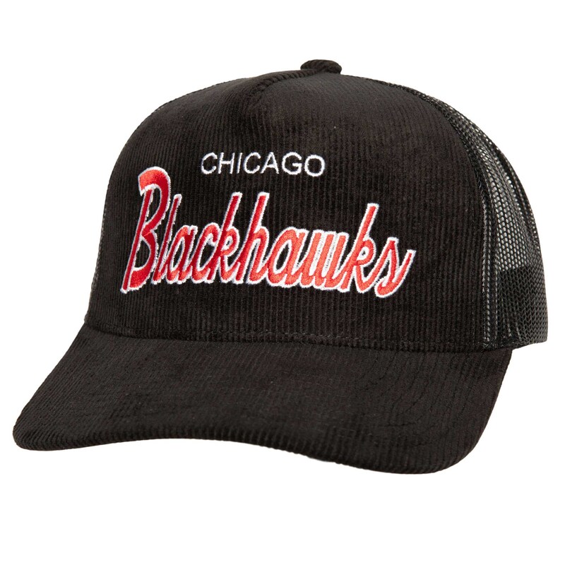 Chicago Blackhawks - Kšiltovka "Times Up Classic Script Cord Trucker" - černá, nastavitelná